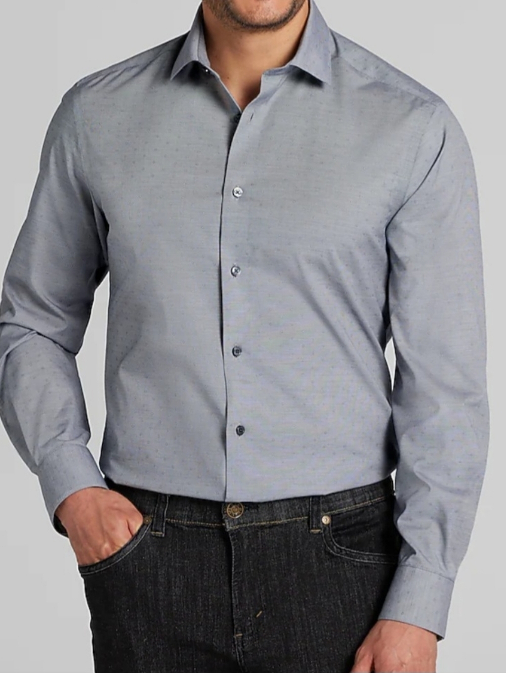 Men's Awearness by Kenneth Cole grey dress shirt size 17 34/35 slimfit